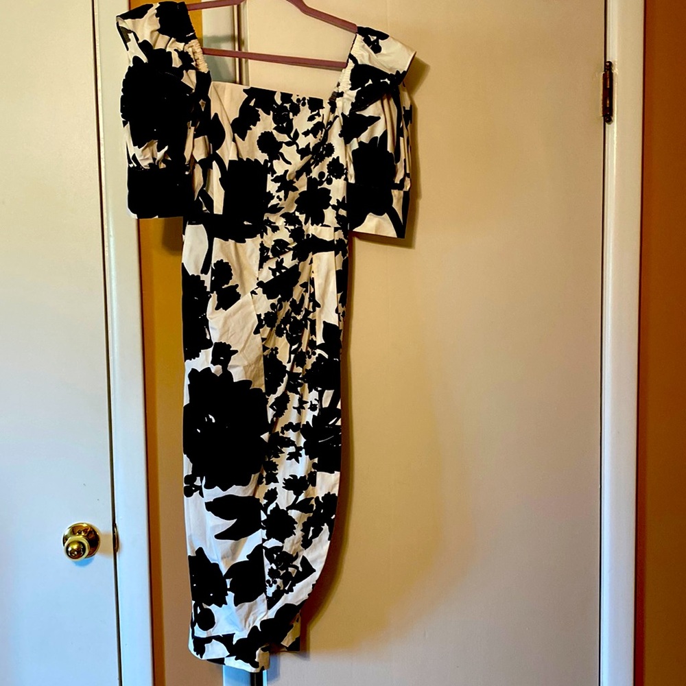 Christopher JohnRogers black floral midi dress